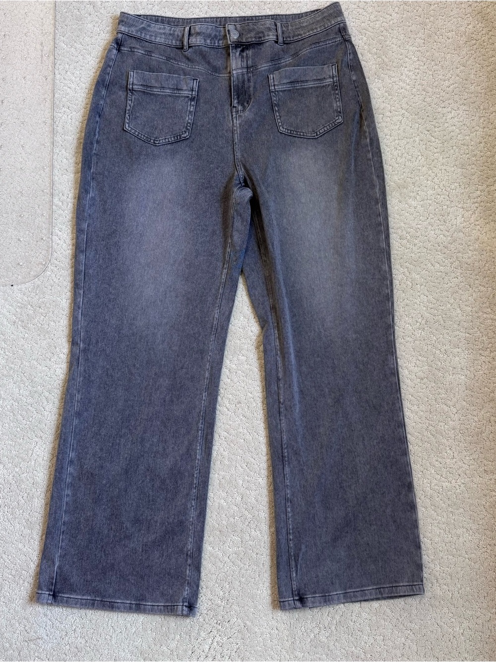 NWT Halara Flex Mid Rise Straight Leg Casual Jeans with Pockets Gray Denim Large